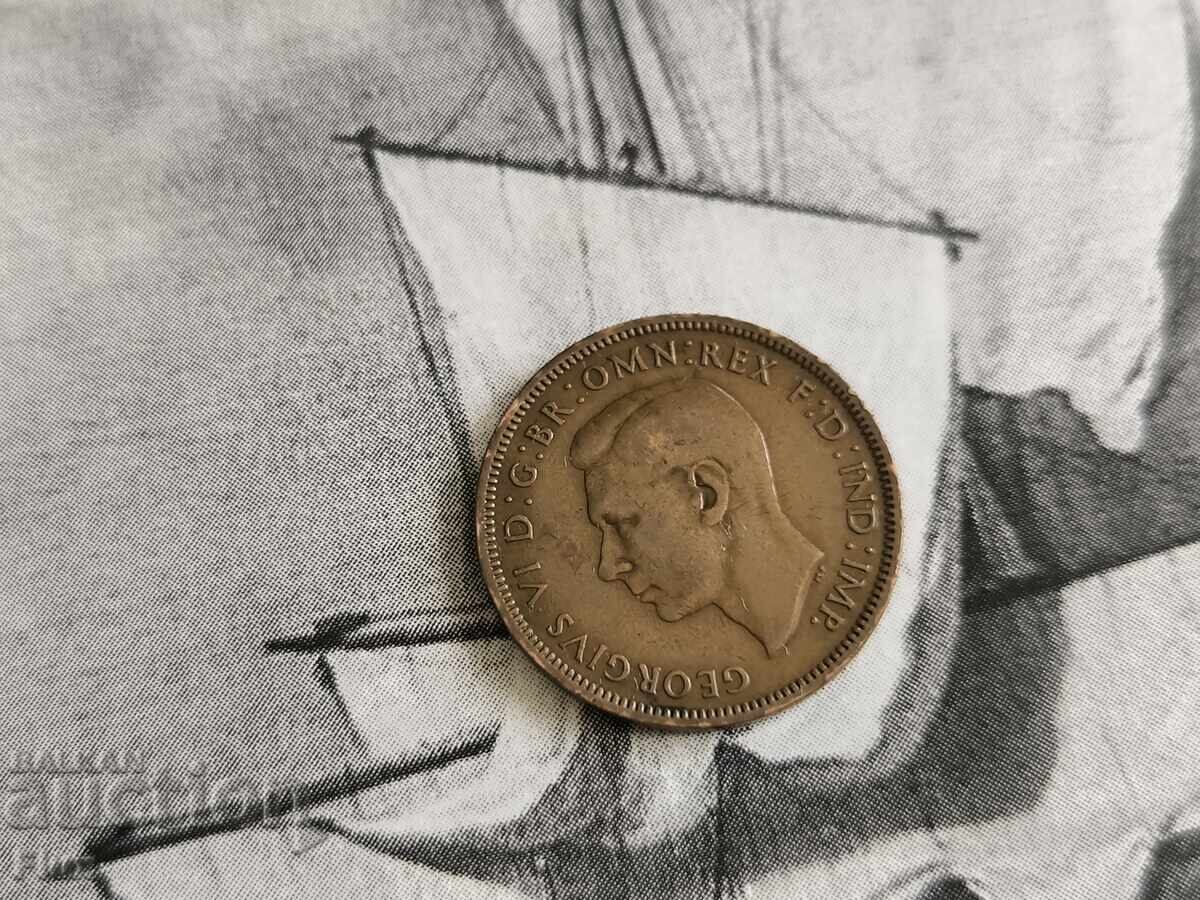 Monedă - Marea Britanie - 1/2 (jumătate) penny | 1938 cu preț € 2.35 | 4.60 BGN