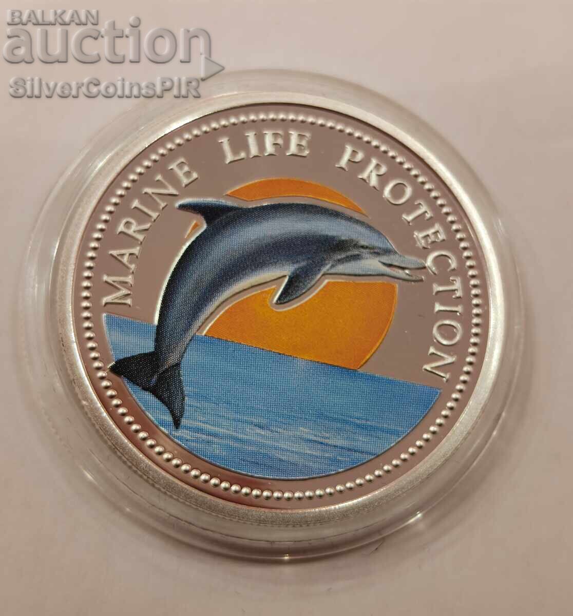 Monedă de argint 5$ Conservarea Faunei Marine 1998 Palau