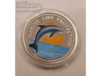 Monedă de argint 5$ Conservarea Faunei Marine 1998 Palau