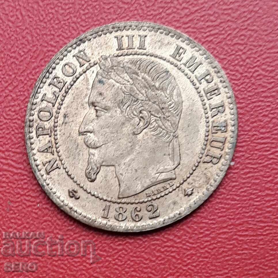 Franța-2 cenți 1862 A-Paris-stare excelentă cu preț € 15.00 | 29.34 BGN