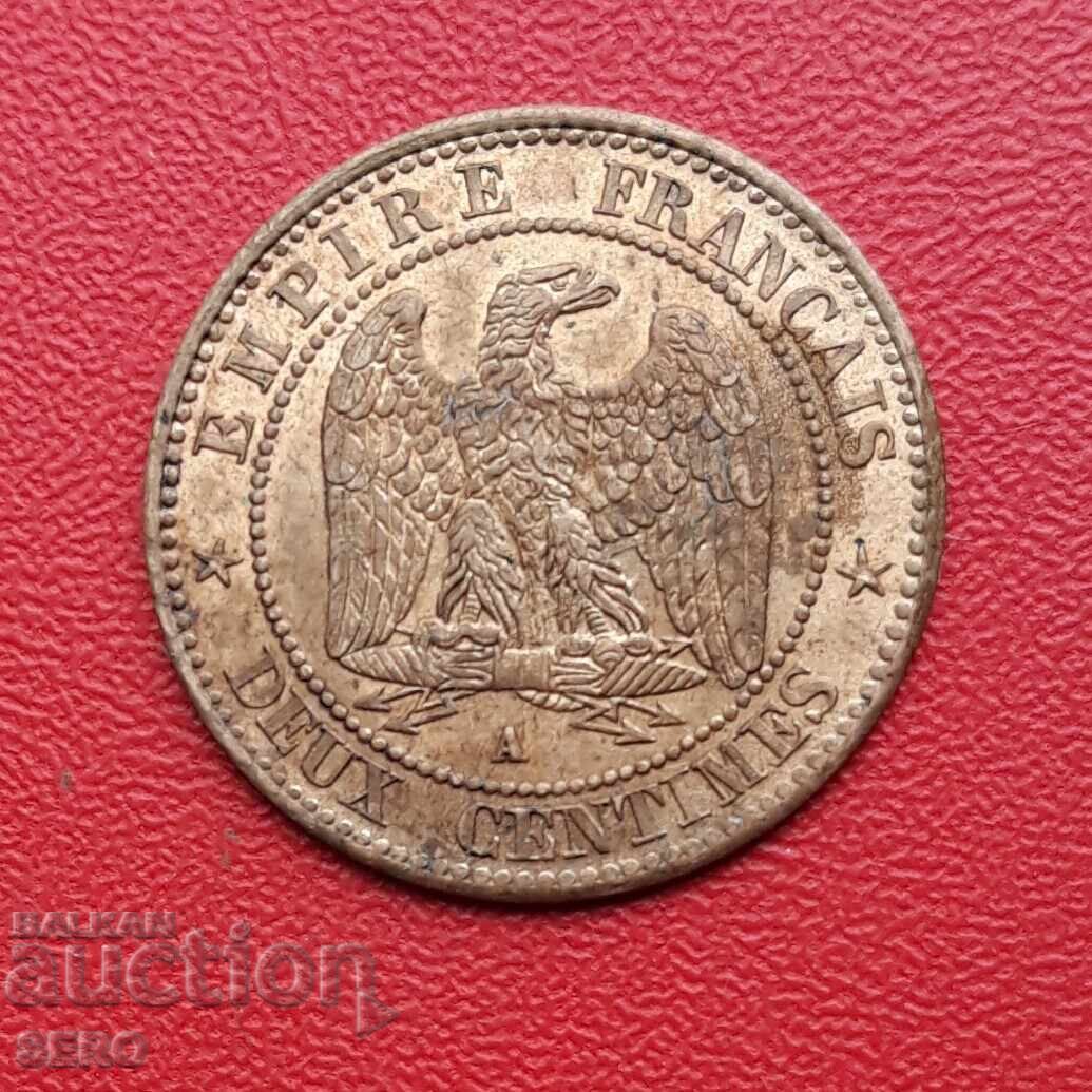 Franța-2 cenți 1862 A-Paris-stare excelentă