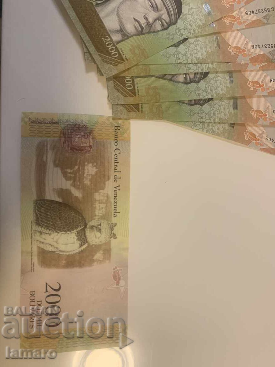 Livrarea Lot 10 bancnote Venezuela 2000 bolivari UNC