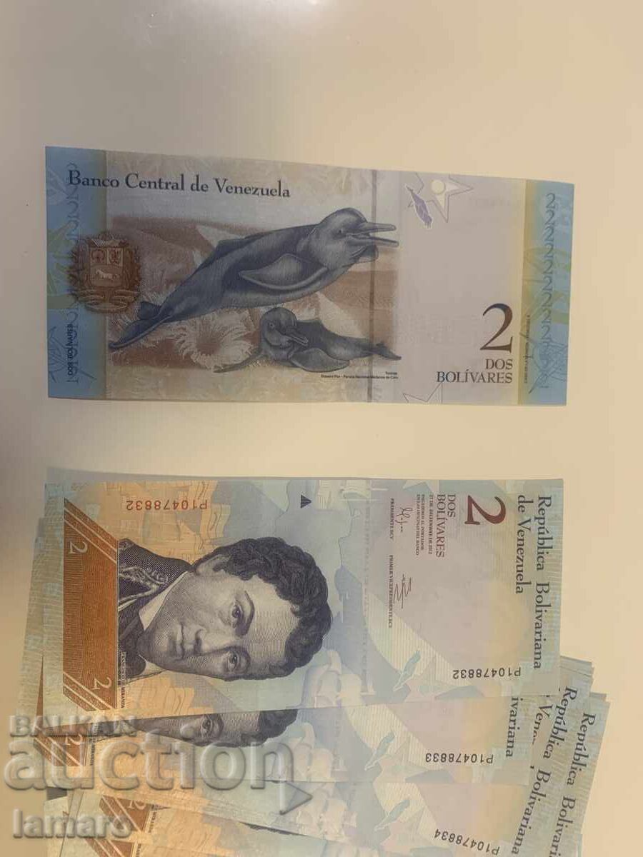 Licitație Lot de 20 bancnote UNC 2 bolivari Venezuela din 2012