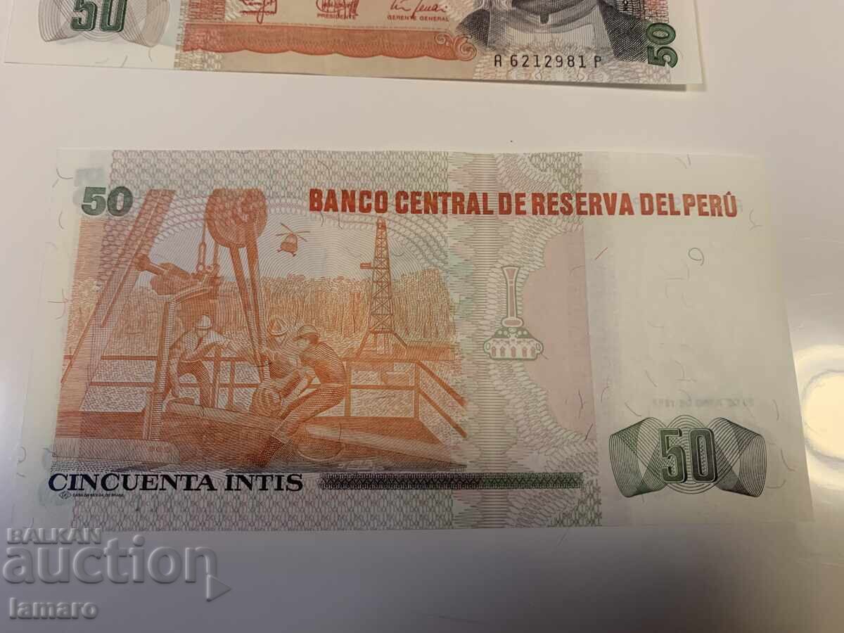 Licitație Lot de 5 bancnote Peru din 1987, stare UNC