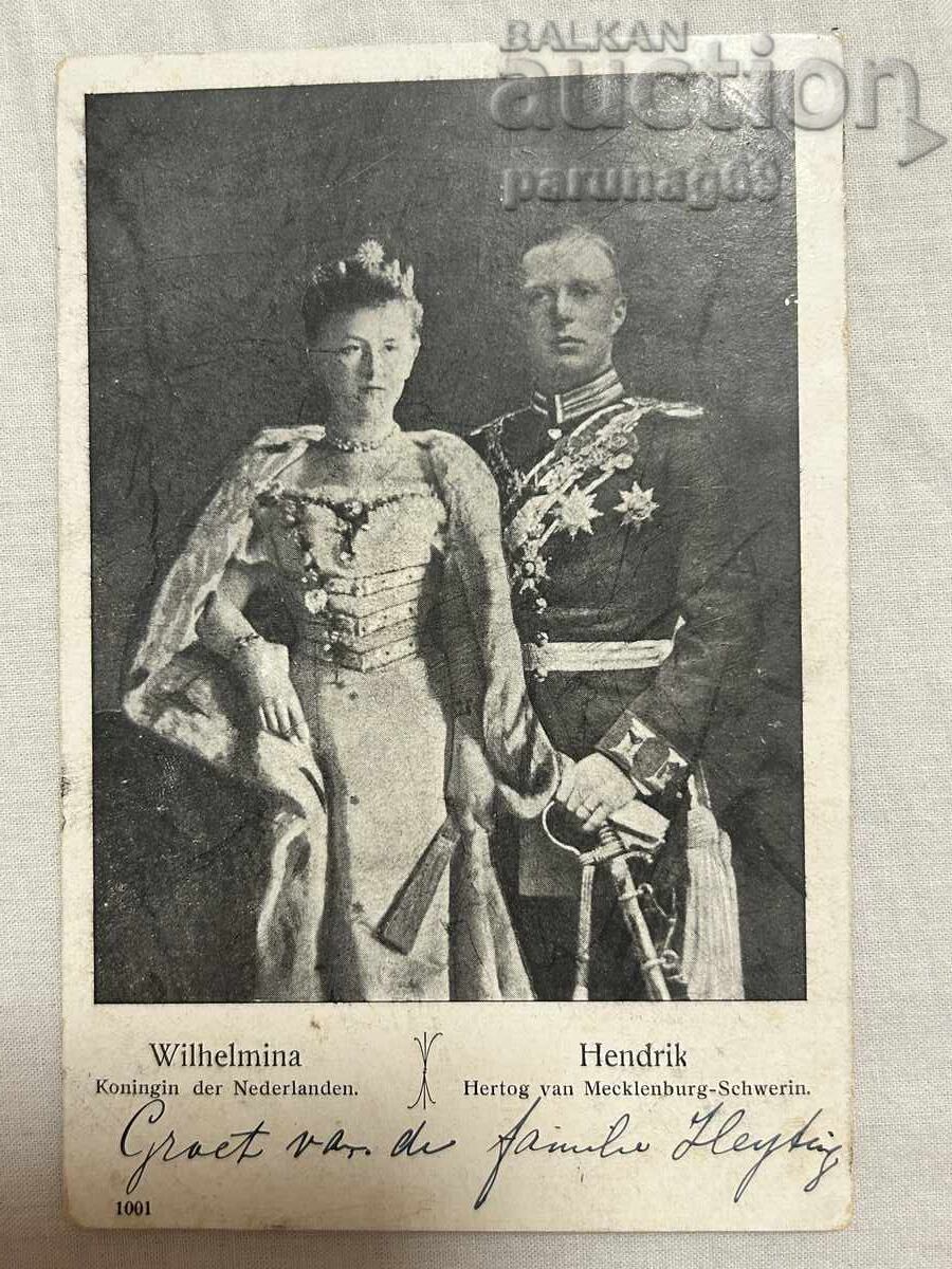 Postcard – Netherlands, 1910, Wilhelmina and Hendrik