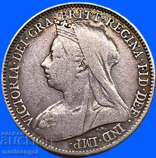 Marea Britanie 6 pence 1897 Victoria argint