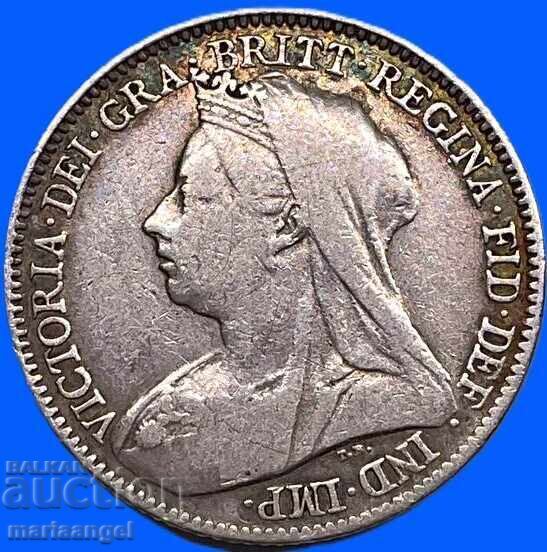 Великобритания 6 пенса 1897 Виктория сребро