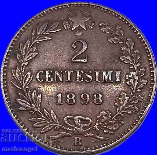 Παράδοση 2 Centesimi 1898 Ιταλία Βασιλιάς Umberto I 4