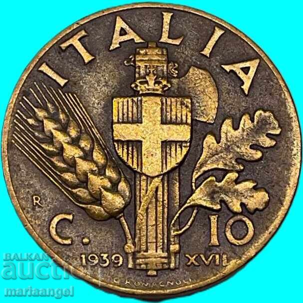 10 Centesimi 1939 Italia Fascismul Victor Emmanuel III Bronz