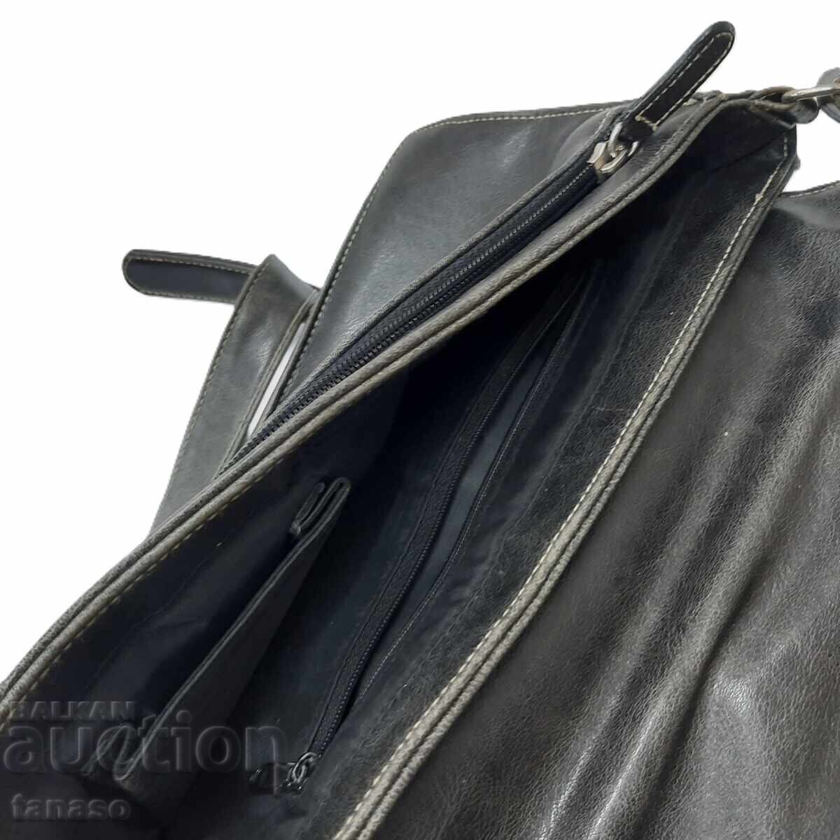 Vintage Ikado black soft leather shoulder bag (15.2) - 6