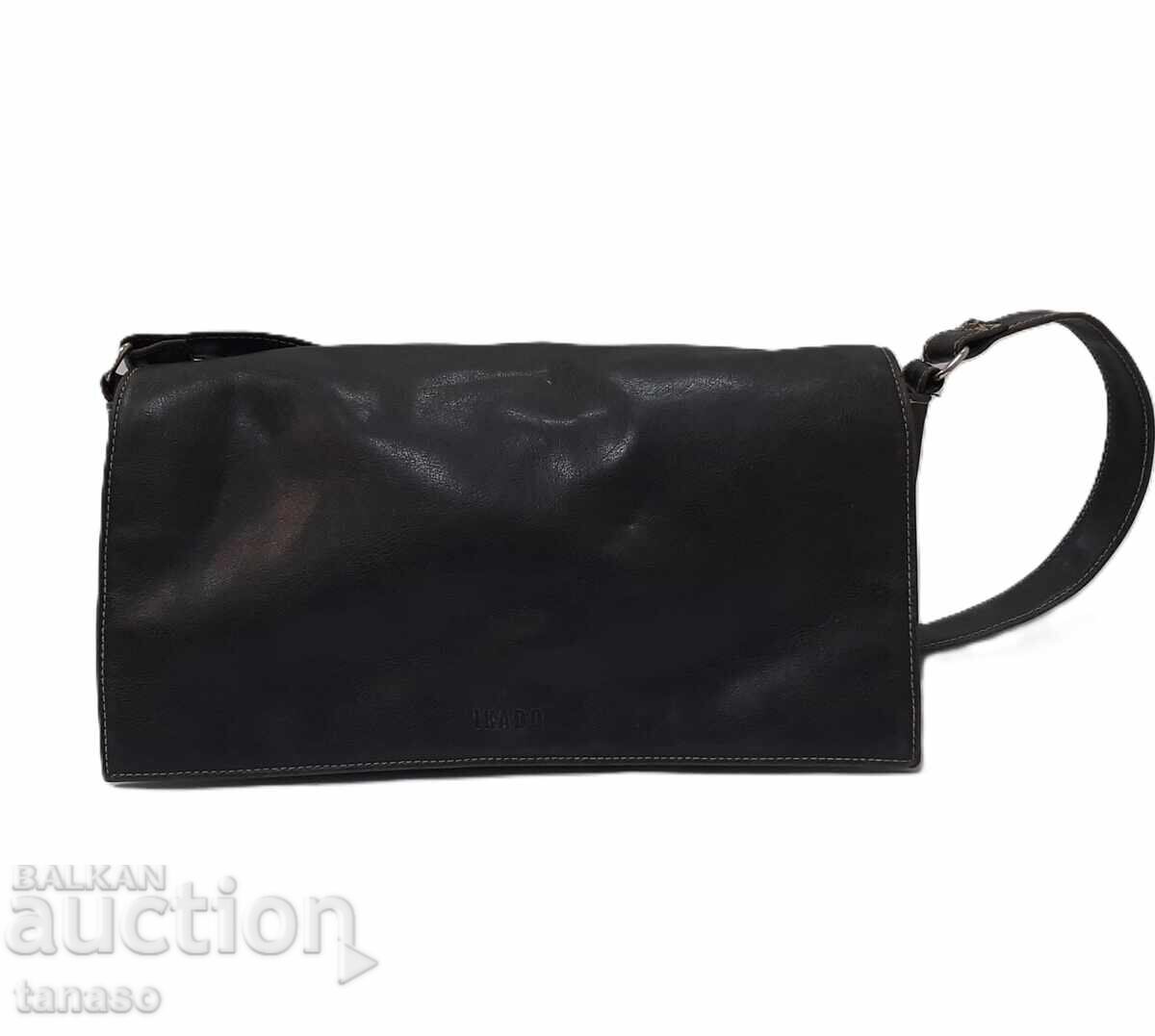 Vintage Ikado black soft leather shoulder bag (15.2)
