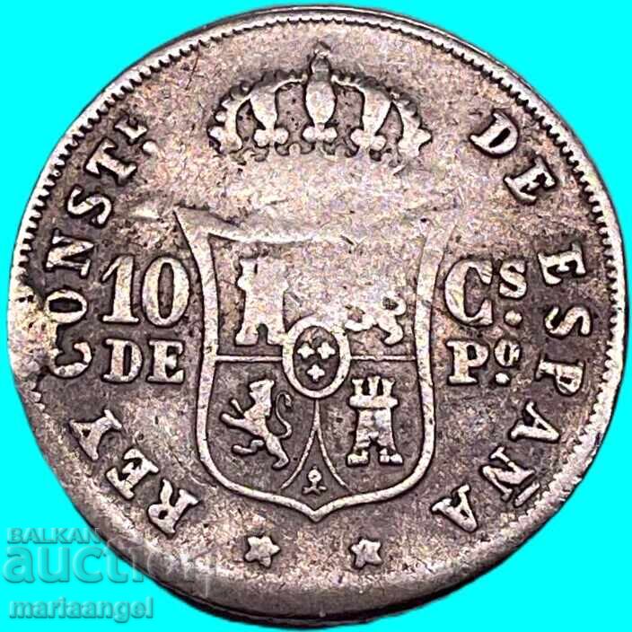 Spania 10 centimos 1885 Alfonso XII argint cu preț € 12.60 | 24.64 BGN