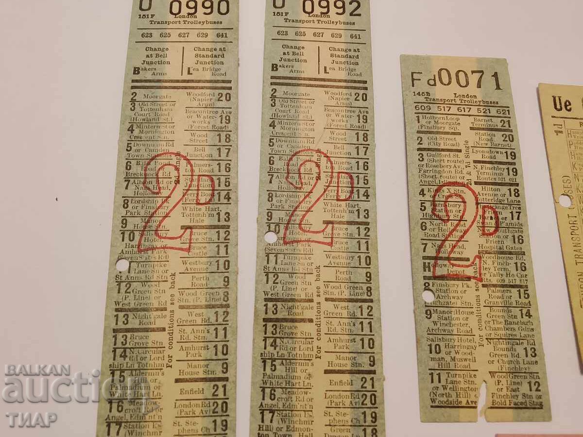 Old transport tickets with price € 0.01 | 0.02 BGN
