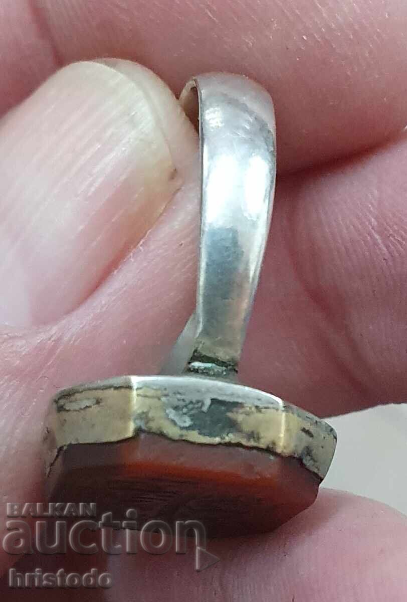Παλιό τουρκικό, οθωμανικό ασημένιο δαχτυλίδι με διαμάντι 1 - 7