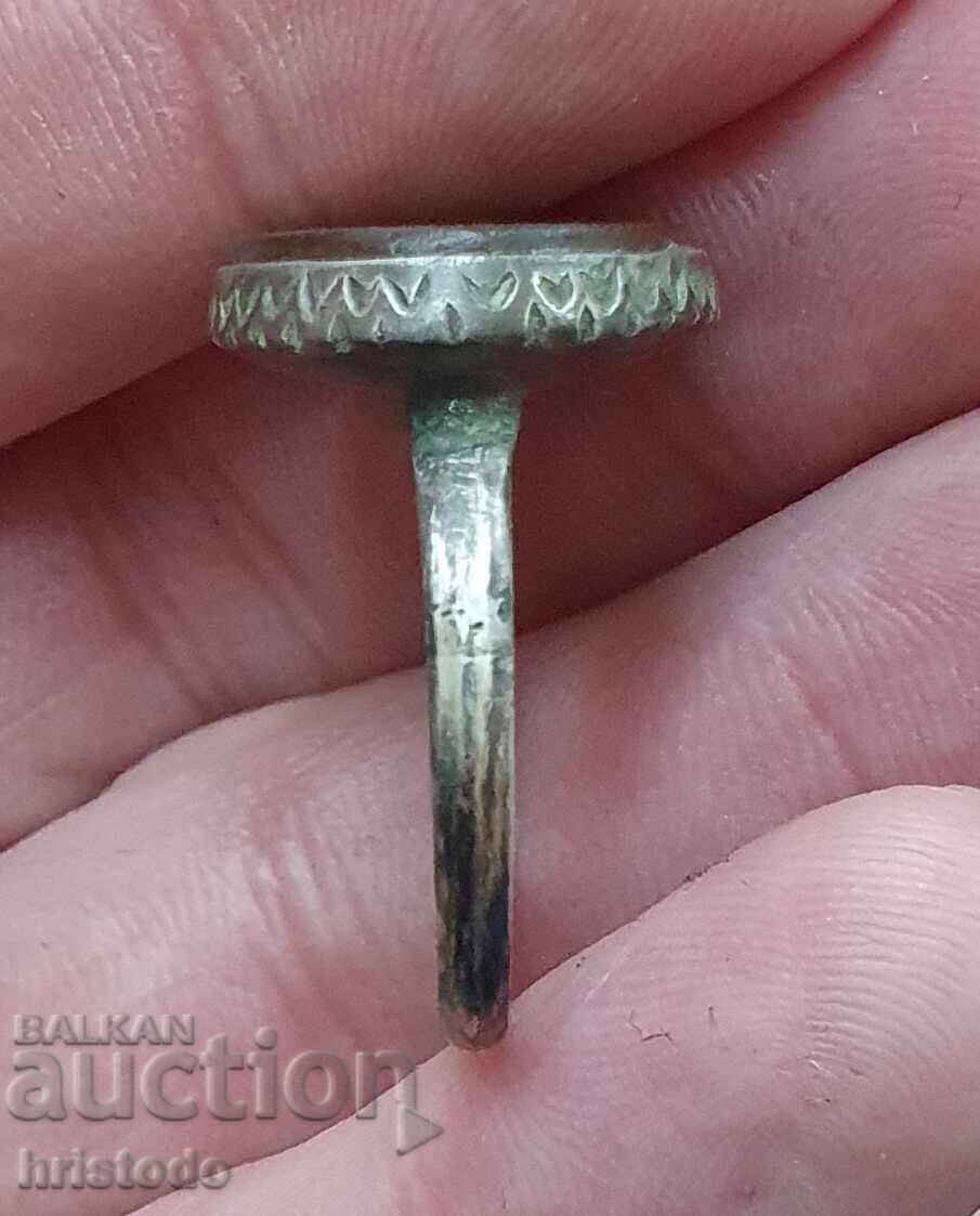 Old Turkish, Ottoman silver ring with gem 3 - 6