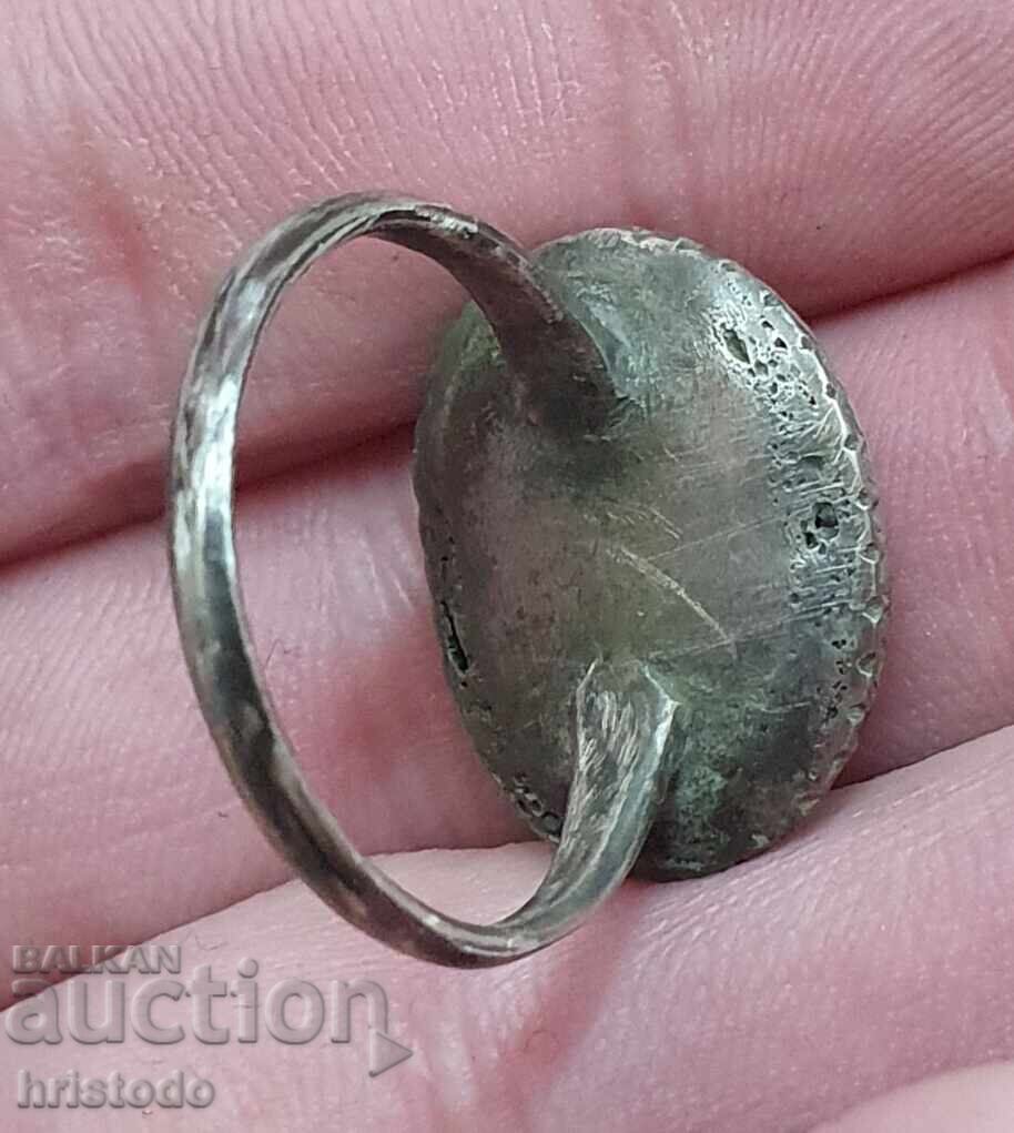 Old Turkish, Ottoman silver ring with gem 3 - 7