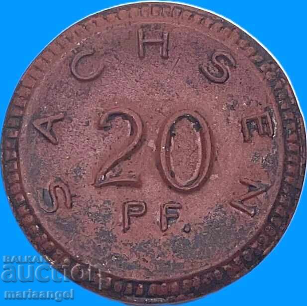 Livrarea 20 pfennig 1921 Germania Saxonia Primul Război Mondial - Primul Război Mondial