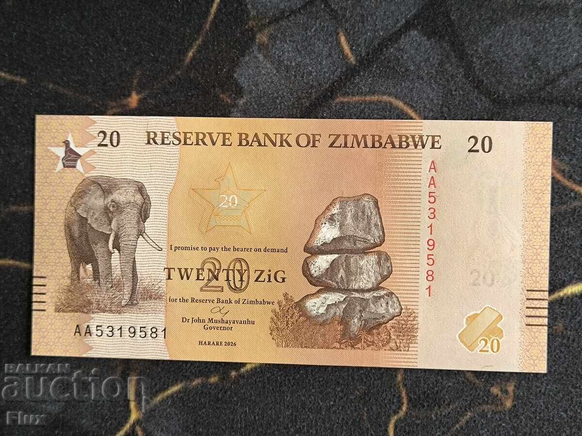 Bancnotă - Zimbabwe - 20 ZiG UNC | 2026