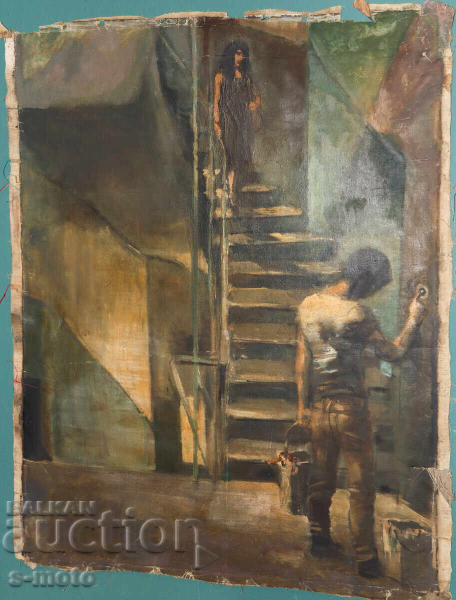 Compoziție figurală, pictură în ulei, 1987 cu preț € 240.00 | 469.40 BGN