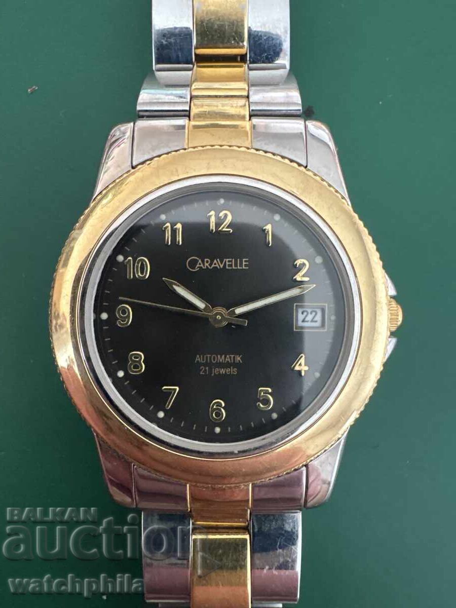 Ceas bărbătesc rar Caravelle Automatic din aur și oțel
