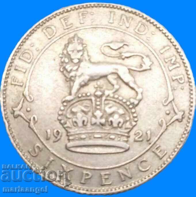 6 Pence 1921 Great Britain George V Silver