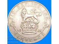6 pence 1921 Marea Britanie George V argint