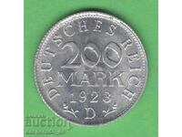 (¯`'•.¸   200 марки 1923D  ГЕРМАНИЯ  UNC-   ¸.•'´¯)