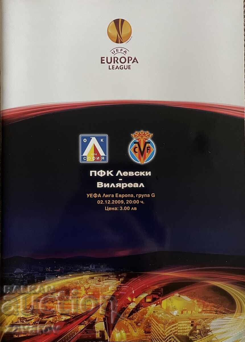Program fotbal PFC Levski Sofia Villarreal Europa League 2009