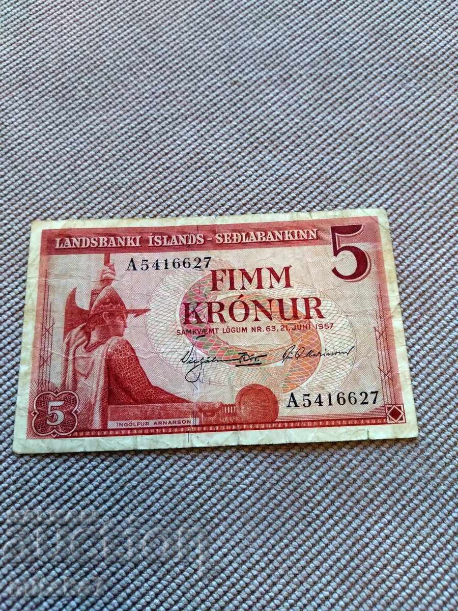 5 kronur 1967, Iceland