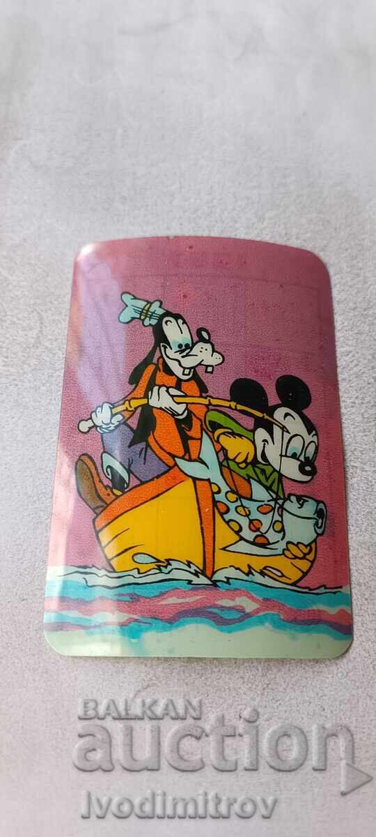 Mickey Mouse and the Wolf fishing in a boat pocket calendar 1987