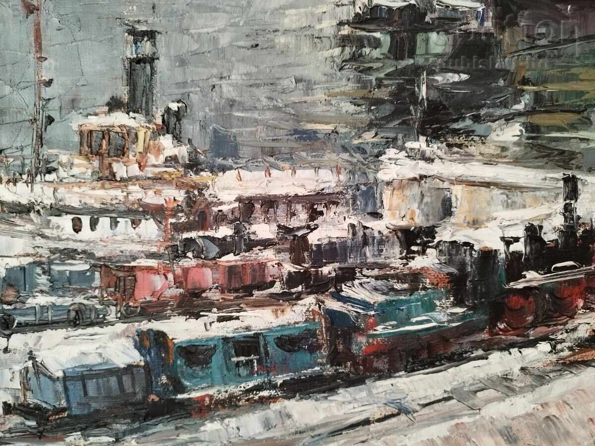 Tabloul „Stația Ruse River”, 1970, artistul K. Stanchev (1906-1988) - 6