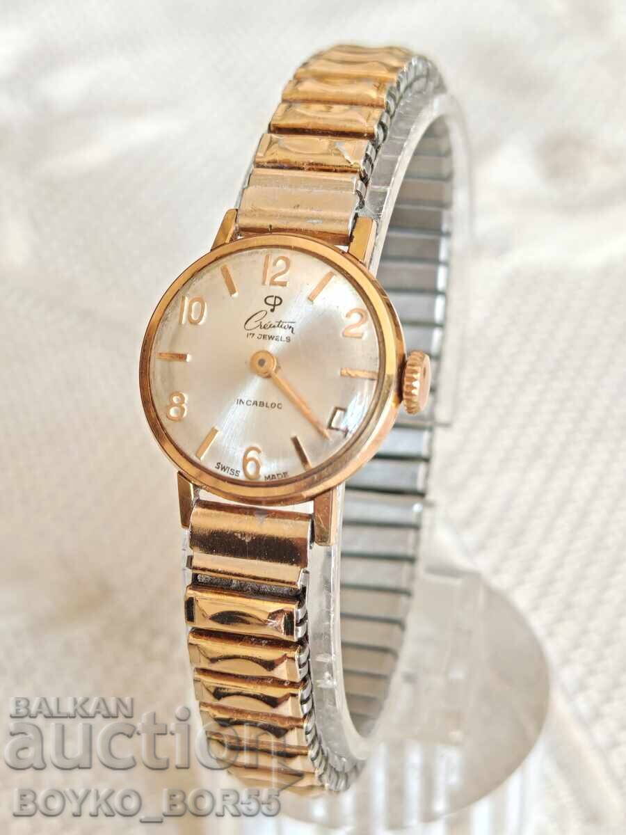 Rar ceas elvețian vintage mecanic de damă Creation
