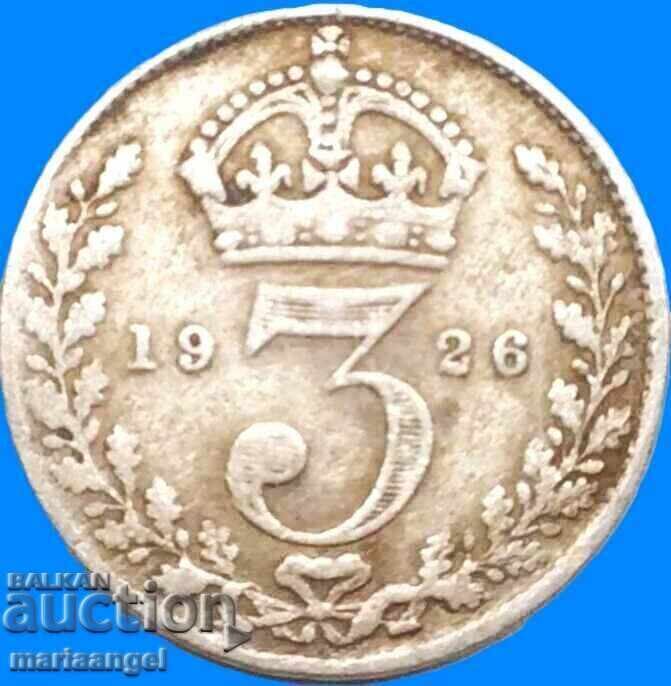 3 Pence 1926 Marea Britanie argint Patină - 5