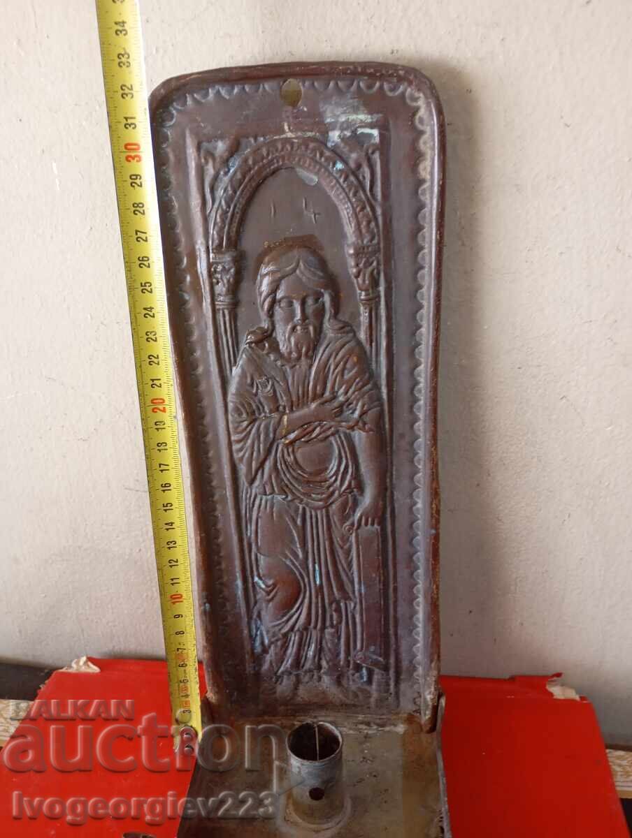 Licitație veche candelă din cupru, cădelniță, sfeșnic Licitație veche candelă din cupru, cădelniță, sfeșnic