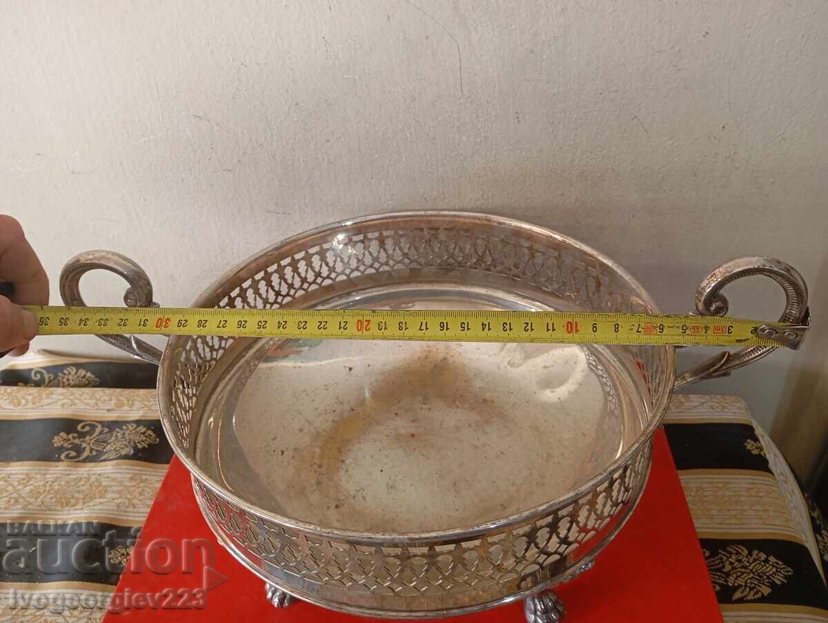 Licitație Fructieră argintată, bol, coș Art Deco Licitație Fructieră argintată, bol, coș Art Deco