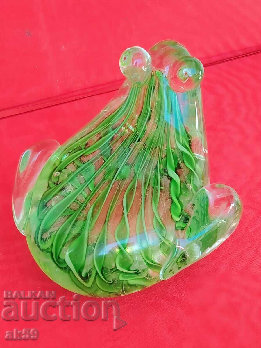 Glass frog paperweight