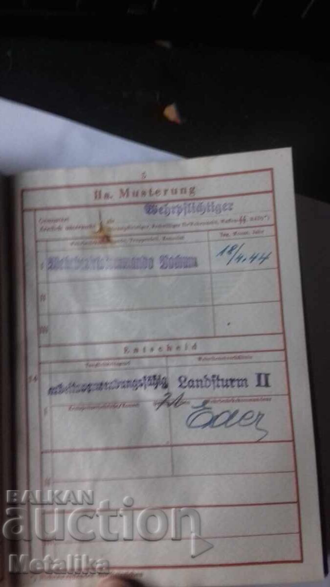 Licitație Carnet militar vechi. Germania Nazistă