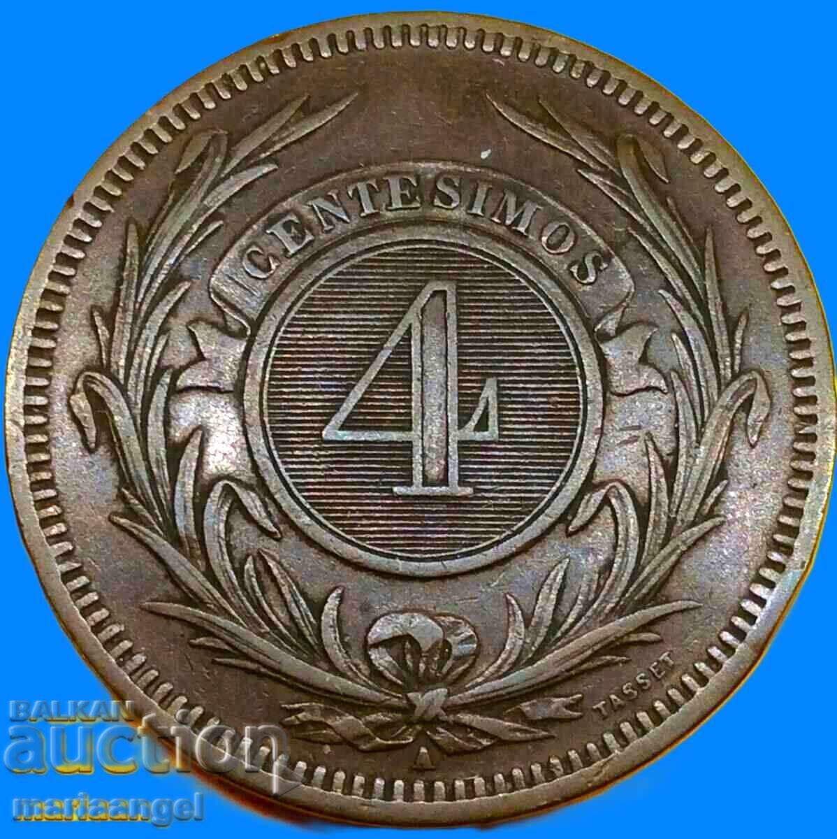 4 centésimos 1869 Uruguay monetărie Paris - 5