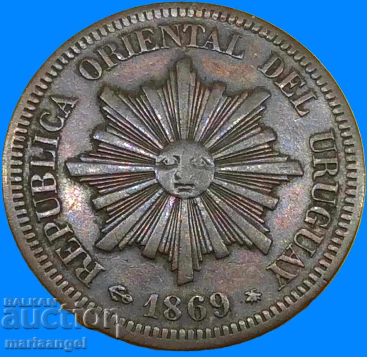 4 centésimos 1869 Uruguay monetărie Paris - 6