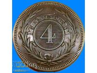 4 centésimos 1869 Uruguay monetărie Paris