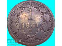 Ungaria 1 Kreuzer 1861 E -Carlsburg Transilvania RARE