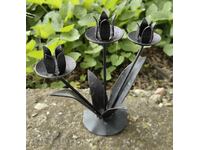 BEAUTIFUL METAL SOVIET CANDLE HOLDER WITH THREE CANDLE SOCKETS CANDLE FLOWER