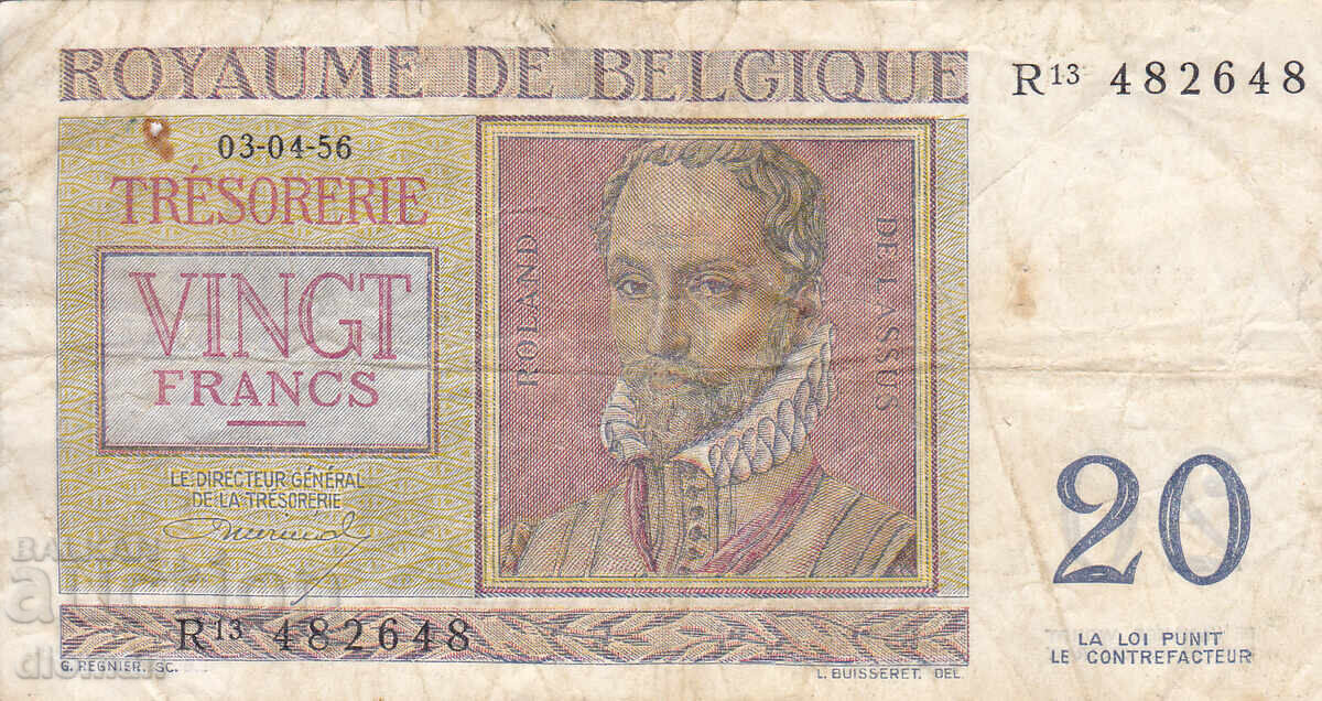 dioman - BELGIA - 20 FRANCI - 1956g cu preț € 1.70 | 3.32 BGN