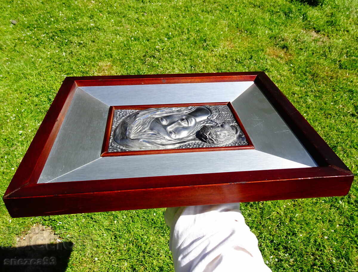 Tin icon of the Virgin and Child, with frame - 5