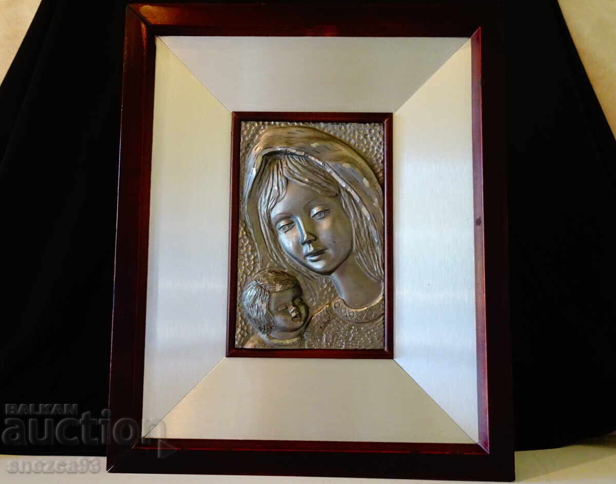 Tin icon of the Virgin and Child, with frame - 6