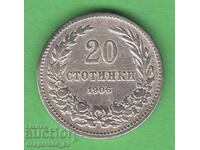 (¯`'•.¸ 20 stotinki 1906 BULGARIA ¸.•'´¯)
