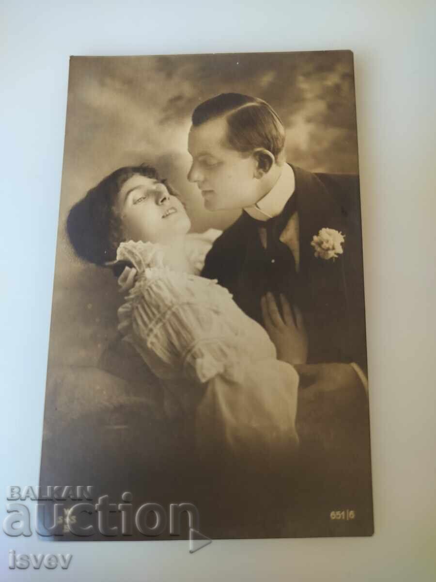 Licitație Carte poștală romantică veche cu mesaj de dragoste din 1920