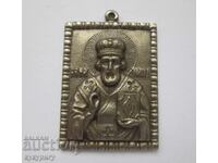 Mică icoană din bronz cu Sfântul Nicolae Făcătorul de Minuni