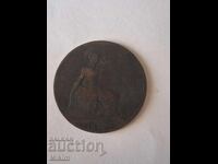 Монета 1 пени 1896г. Великобритания2
