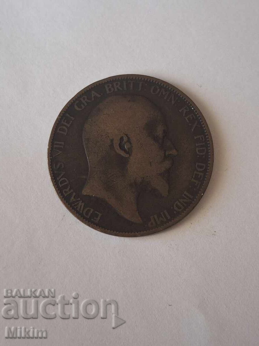 Monedă 1 penny 1907, Marea Britanie cu preț € 1.36 | 2.66 BGN